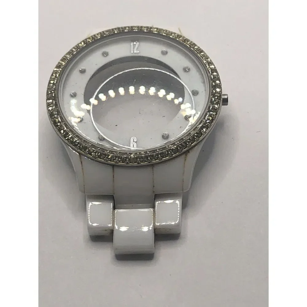 Michael Kors Watch Parts White Ceramic W/Crystal Case 30mm Band Links 16mm GY392